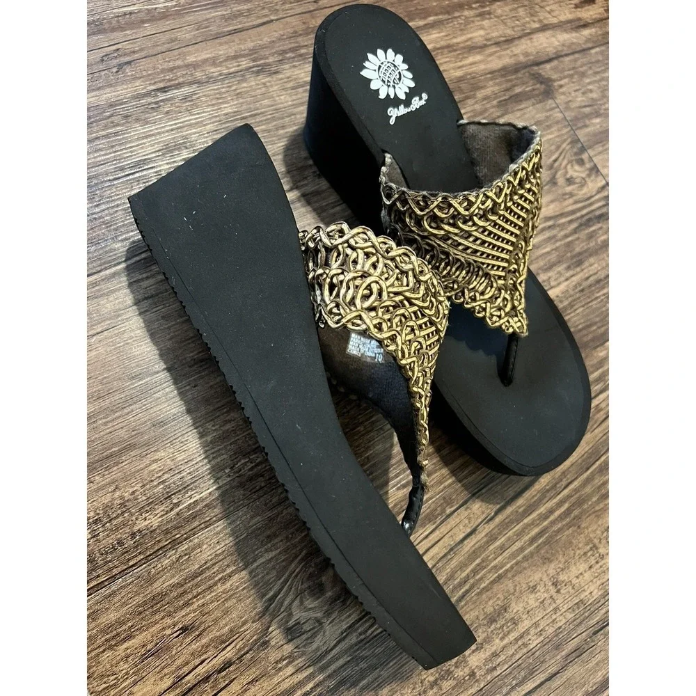 Yellow Box Candice Women's Platform Wedge Thong Sandals Size 10 Slip On Foam - Picture 7 of 9